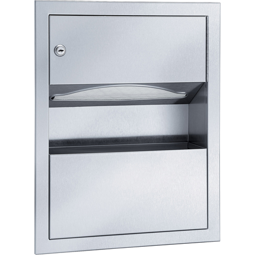 Combination Towel Dispenser with Waste Receptacle, Manual, 14" W x 4" D x 28" H Cam Industrial