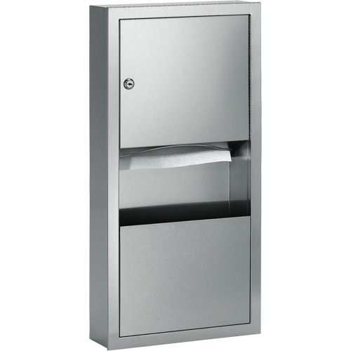 Combination Towel Dispenser with Waste Receptacle, Manual, 14" W x 4" D x 28" H Cam Industrial