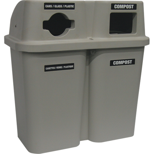 Contenants de recyclage Bullseye, Bord de rue, Plastique, 2 x 22 gal. US Cam Industrial
