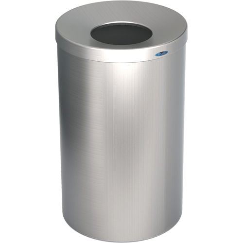 Lobby Waste Receptacle, Stainless Steel, 33 US gal. Cam Industrial