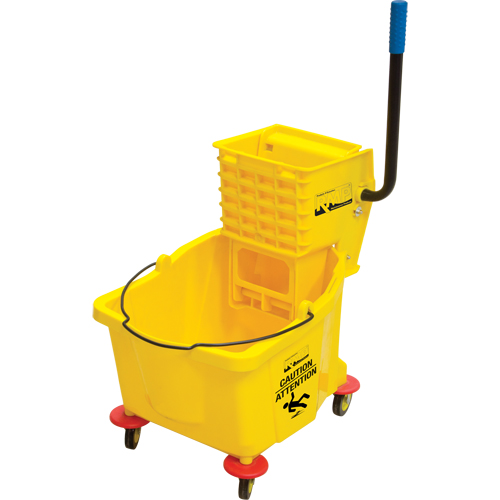 Mop Bucket and Wringer, Side Press, 9.5 US Gal.(38 Quart), Yellow Cam Industrial