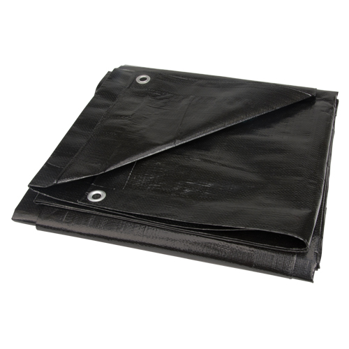 Tarp, Light Industrial Duty, Black, 6' x 8' x 8 mils Cam Industrial