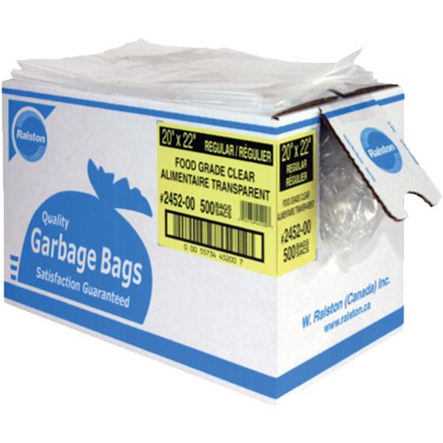 Food-Grade Garbage Bags, X-Strong, 35" W x 50" L, 0.92 mils, Clear Cam Industrial