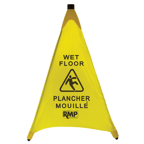 "Wet Floor" Pop-Up Safety Cone, Bilingual with Pictogram Cam Industrial