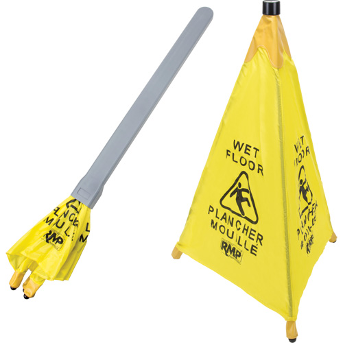 "Wet Floor" Pop-Up Safety Cone, Bilingual with Pictogram Cam Industrial