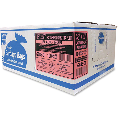 Industrial Garbage Bags, X-Strong, 50" W x 35" L, 1.17 mils, Black Cam Industrial
