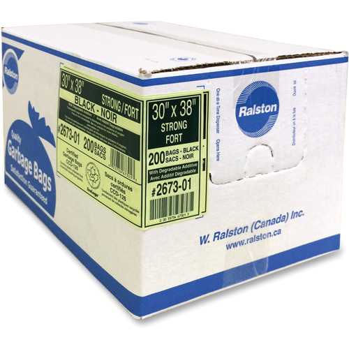 Industrial Garbage Bags, Strong, 38" W x 30" L, 0.85 mils, Black Cam Industrial