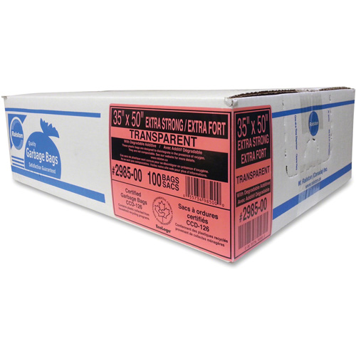 Industrial Garbage Bags, X-Strong, 35" W x 50" L, 0.95 mils, Clear Cam Industrial