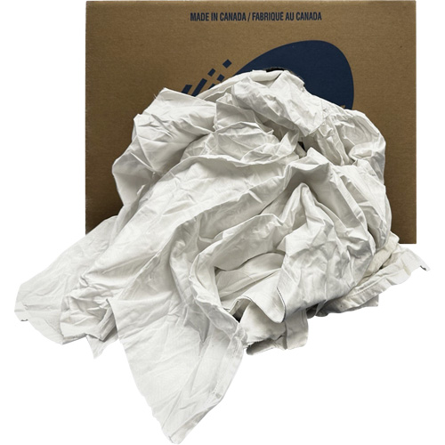 Recycled Wiping Rags, Cotton, White, 20 lbs. Cam Industrial