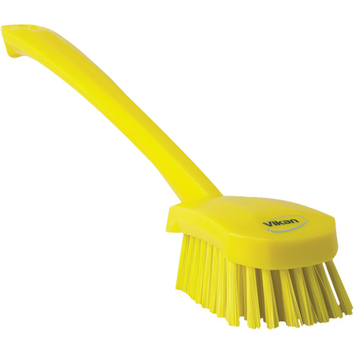 Brosse &agrave; manche long, Soies Ferme, Longueur de 16-3/10", Jaune Cam Industrial