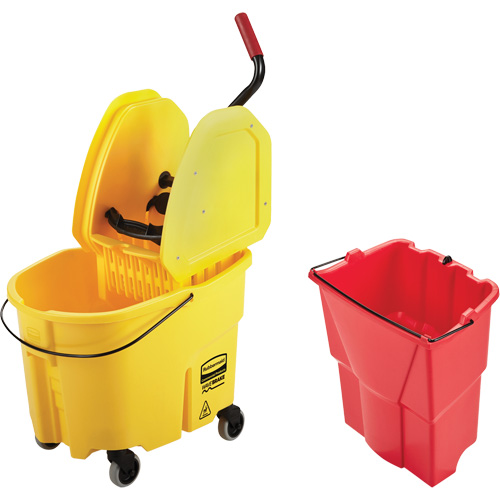 WaveBrake&reg; Mop Bucket & Wringer Combo Pack, Down Press, 8.75 US Gal.(35 Quart), Yellow Cam Industrial