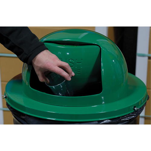 Drum Waste Disposal Top, Dome Lid, Metal, Fits Container Size: 23-1/2" Dia. Cam Industrial