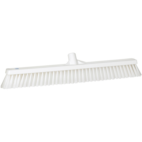 Combo Bristle Push Broom, Coarse/Fine Bristles, 24", Polyester, White Cam Industrial