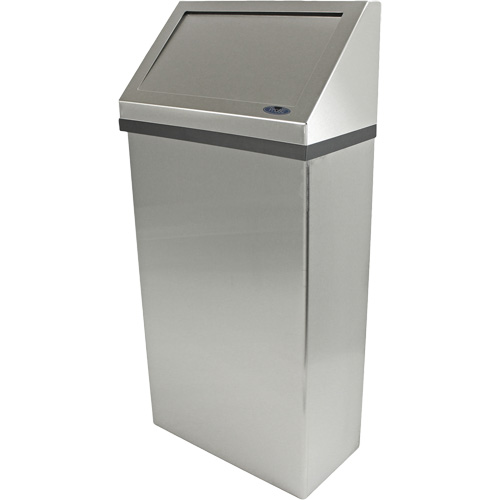 Wall Mounted Waste Receptacle, Stainless Steel, 13.2 US gal. Cam Industrial