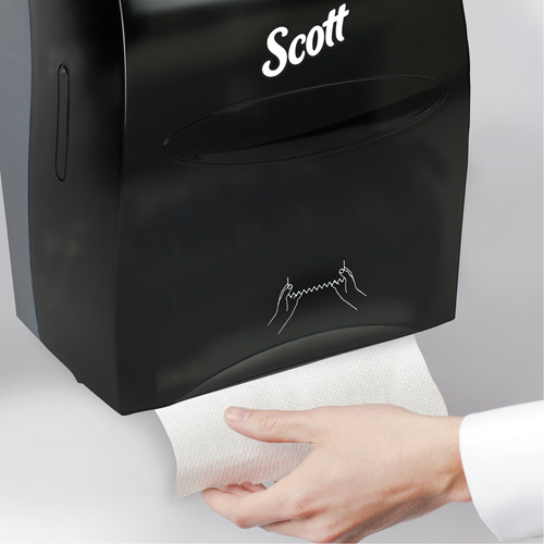 Scott&reg; Essential Hand Towel Roll Dispenser, Manual/No-Touch, 12.63" W x 10.2" D x 16.13" H Cam Industrial