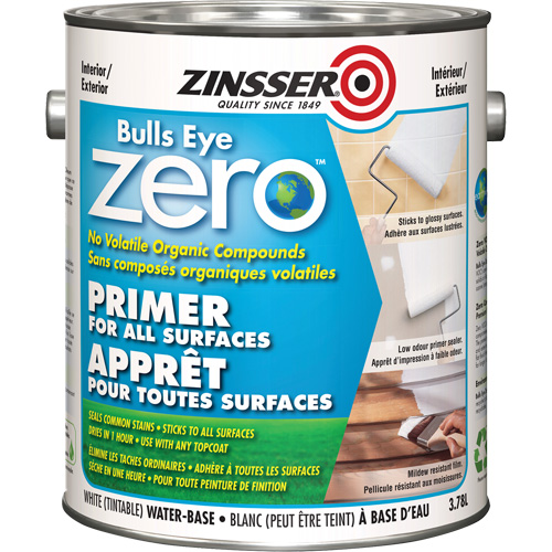Bulls Eye Zero Low VOC Primer, 3.78 L, Gallon, Tintable White Cam Industrial