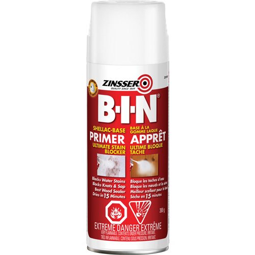 B-I-N&reg; Shellac-Base Sealer Primer, 369 g, Aerosol Can, White Cam Industrial