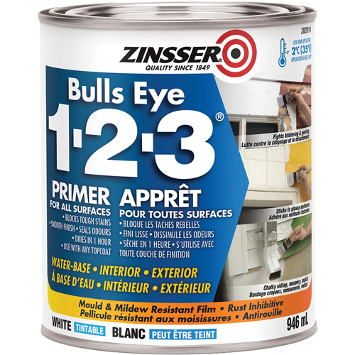 Appr&ecirc;t &agrave; base d'eau Bulls Eye 1-2-3, 946 ml, Canette, Blanc Cam Industrial