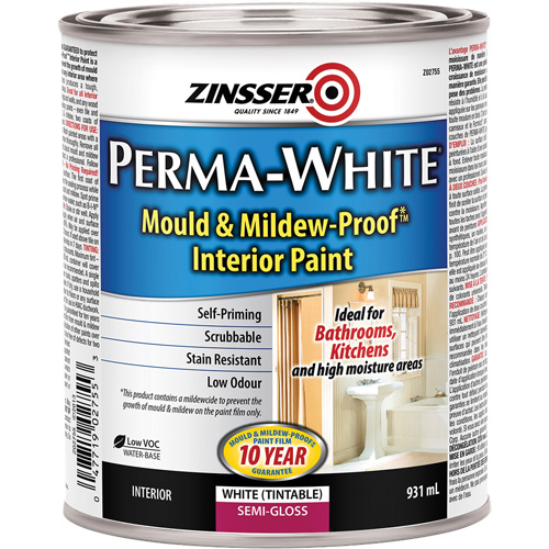 Peinture int&eacute;rieure Mold & Mildew-Proof Perma-White, 931 ml, Canette, Blanc Cam Industrial