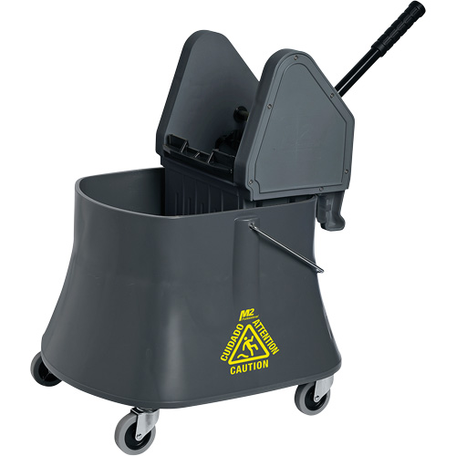 Champ Bucket & Wringer Combo, Down Press, 10 US Gal.(40 Quart), Grey Cam Industrial