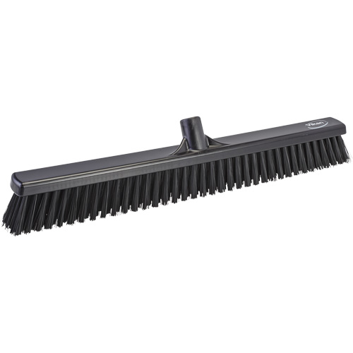 Combo Bristle Push Broom Head, Coarse/Fine Bristles, 24", Polyester, Black Cam Industrial