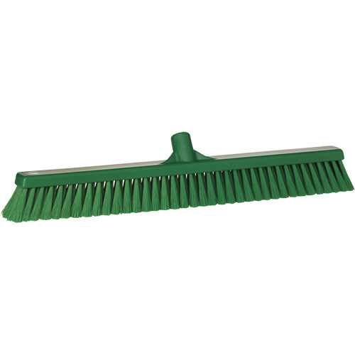 Small Particle Push Broom Head, Fine Bristles, 24", Polyester, Green Cam Industrial
