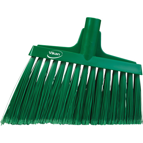 Angled Broom Head, Split Bristles, 11-1/2", Polyester, Green Cam Industrial