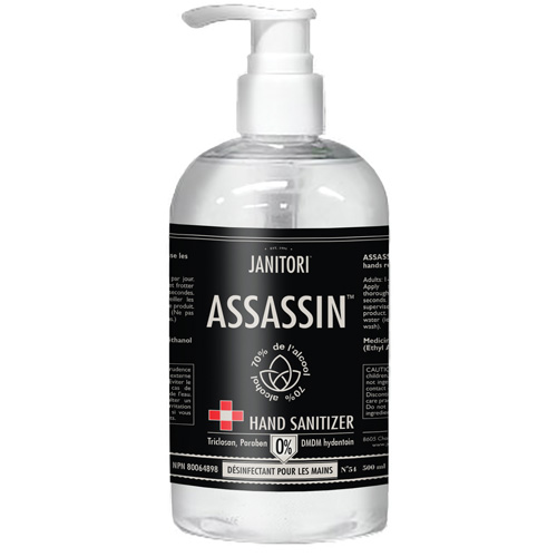 D&eacute;sinfectant pour les mains 54 Assassin, 500 ml, Bouteille &agrave; pompe, 70 % alcool Cam Industrial