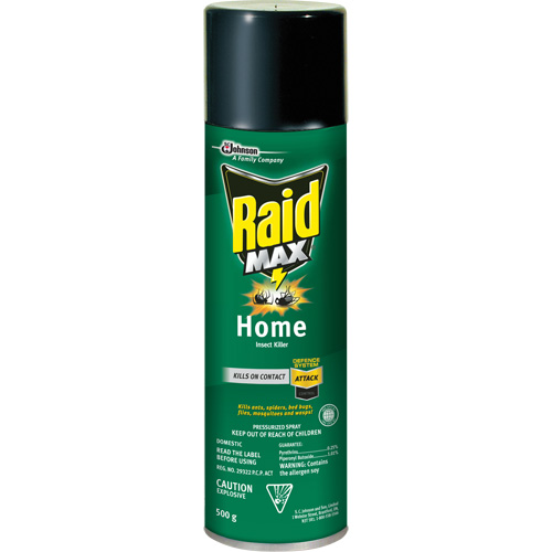 Raid&reg; Max&reg; Home Insect Killer Insecticide, 500 g, Aerosol Can, Solvent Base Cam Industrial