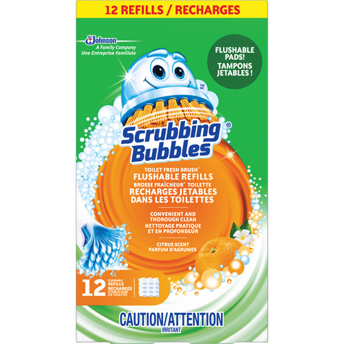 Recharge de tampons jetables dans les toilettes, pour la brosse pour cuvettes Scrubbing Bubbles Fresh Brush, Recharge Cam Industrial