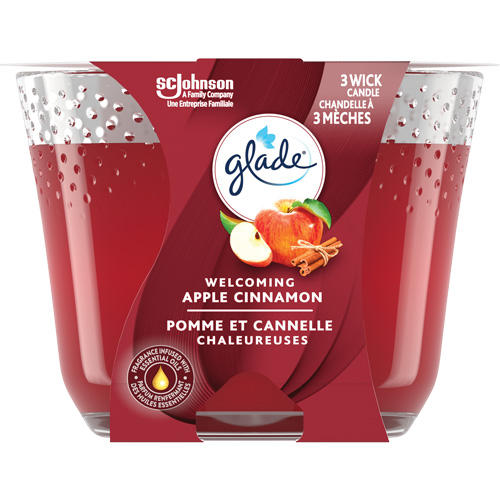 Chandelle &agrave; trois m&egrave;ches Glade, Pomme cannelle Cam Industrial