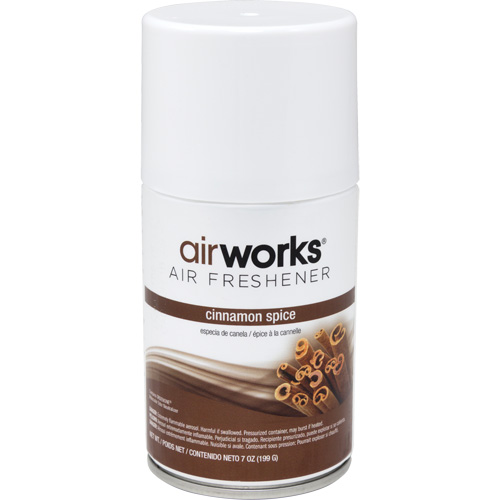 AirWorks&reg; Metered Air Fresheners, Cinnamon Spice, Aerosol Can Cam Industrial