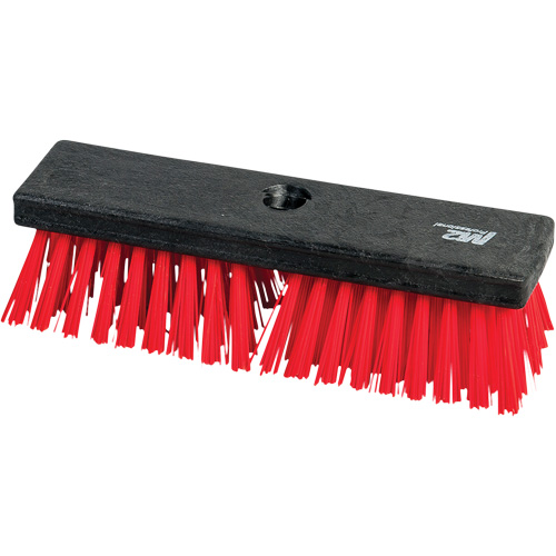 Brush with Threaded Hole, 10" L, Synthetic Bristles, Red Cam Industrial