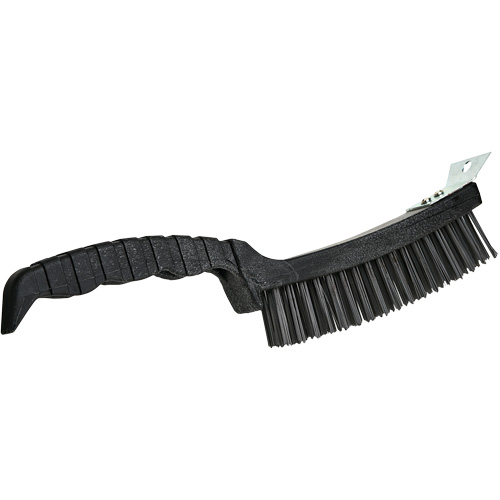 Scratch Brush, Steel, 4 x 17 Wire Rows, 12" Long Cam Industrial