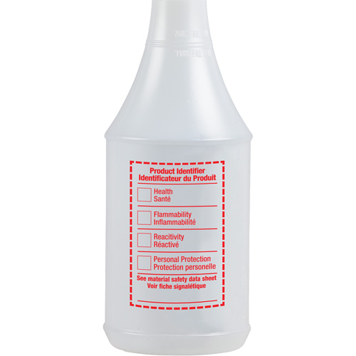 Round Spray Bottle with WHMIS Label, 24 oz. Cam Industrial