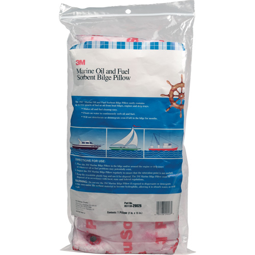 Tampon de fond de cale pour huiles et carburants nautiques, Huile seulement, 15" lo x 7" la, 12,1 gal absorption/pqt Cam Industrial