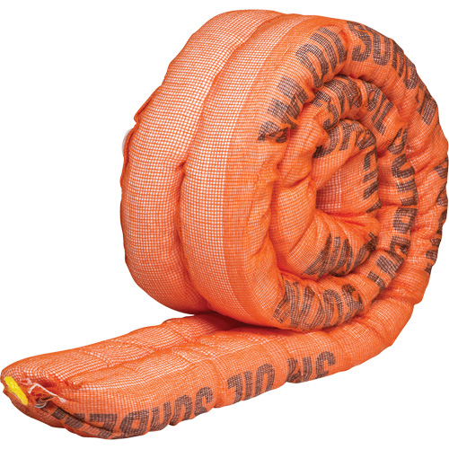Barri&egrave;re de pollution absorbante double pour produits p&eacute;troliers, Huile seulement, 10' lo x 4" la, Absorption 36,8 gal Cam Industrial