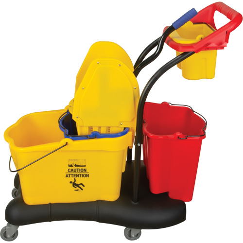 Multifunctional Mop Trolley, Down Press, 9.5 US Gal.(38 Quart), Yellow Cam Industrial
