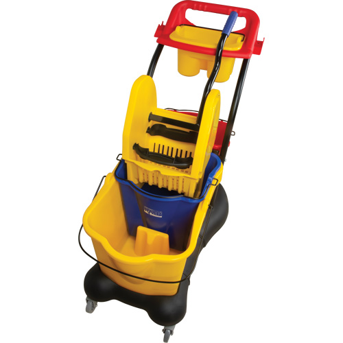 Multifunctional Mop Trolley, Down Press, 9.5 US Gal.(38 Quart), Yellow Cam Industrial
