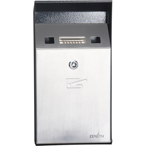 Smoking Receptacle, Wall-Mount, Stainless Steel, 1 Litre Capacity, 11-4/5" Height Cam Industrial