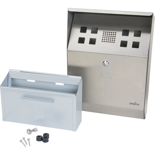 Smoking Receptacle, Wall-Mount, Stainless Steel, 1 Litre Capacity, 11-4/5" Height Cam Industrial