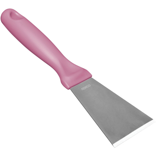 Large Stainless Steel Scraper, Pink, 3" W x 9" L Cam Industrial