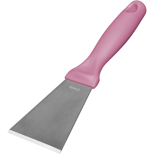 Large Stainless Steel Scraper, Pink, 3" W x 9" L Cam Industrial