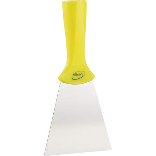 Handle-Mounted Stainless Steel Scraper, Yellow, 4" W x 8" L Cam Industrial