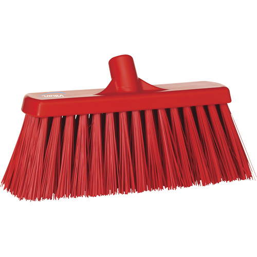 Heavy-Duty Push Broom, Stiff Bristles, 13", Polyester, Red Cam Industrial