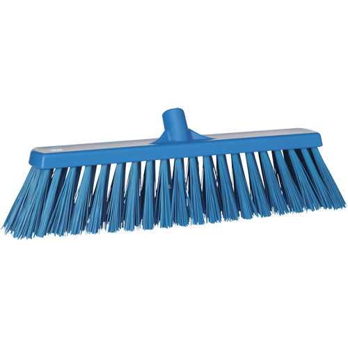 Heavy-Duty Push Broom, Stiff Bristles, 20", Polyester, Blue Cam Industrial