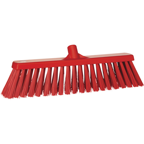 Heavy-Duty Push Broom, Stiff Bristles, 20", Polyester, Red Cam Industrial
