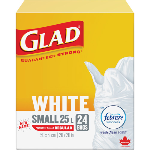 Small 25L Febreze Garbage Bags, Regular, 20" W x 20" L, White Cam Industrial