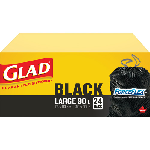 Sacs &agrave; ordures 90 L, R&eacute;gulier, 30" la x 33" lo, Noir Cam Industrial