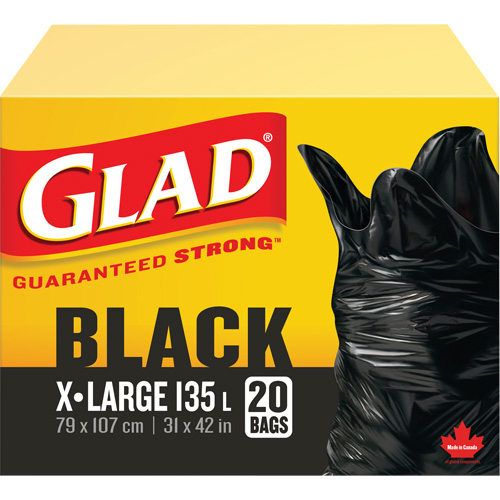135L Garbage Bags, Regular, 31" W x 42" L, Black Cam Industrial
